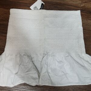 H&M White Smocked Mini Skirt
